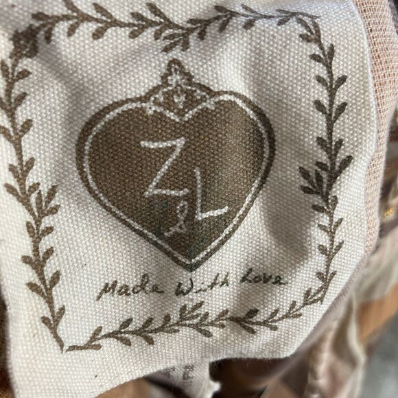 Z L Kaftan Dress Large Boho Striped Brown Multi Tie Neck Tassel Fringe Beach - Picture 5 of 9